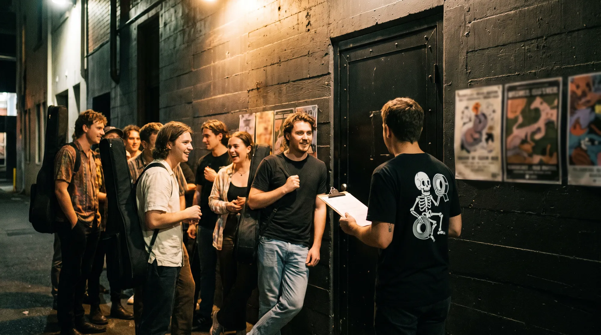 A queue at the laneway door on a Friday night