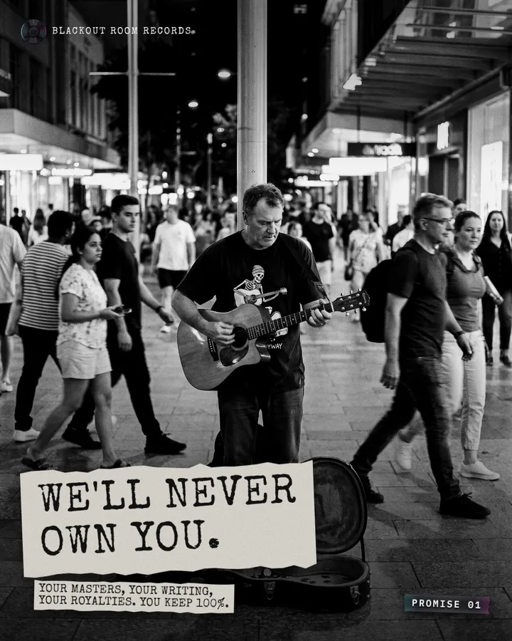 We'll never own you. Your masters, your writing, your royalties. You keep 100%.
